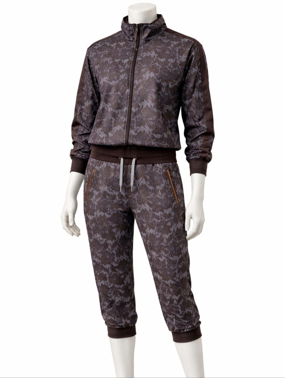 Athleta Sightseer Lace Jacket & Jogger Set Blue Floral size 4 Smal Tracksuit